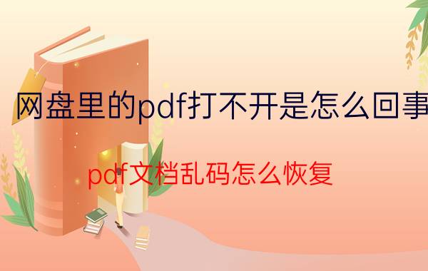 网盘里的pdf打不开是怎么回事 pdf文档乱码怎么恢复？